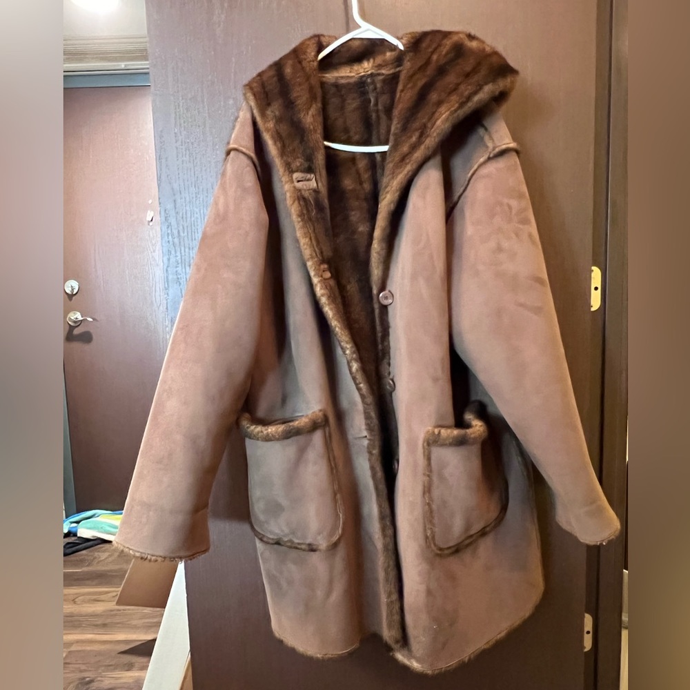 Jones of New York Reversal Vegan Suede & Faux Fur Coat